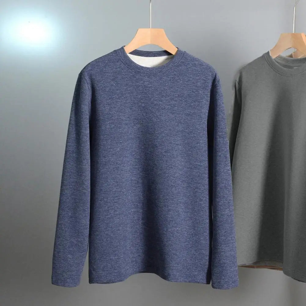 Men Autumn Winter Warm Bottoming Tops O-neck Long