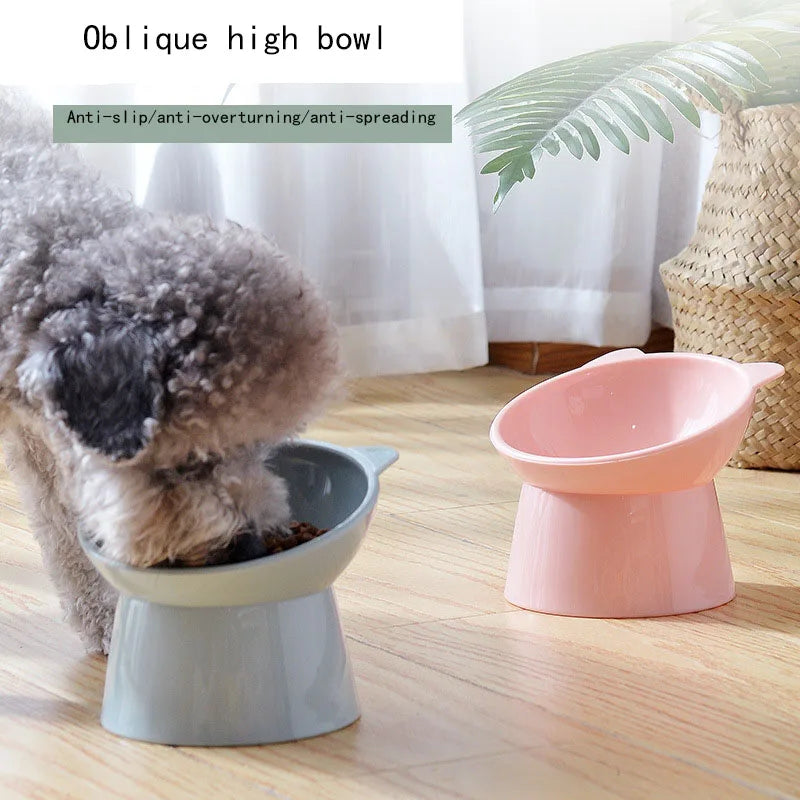 Pet Food Bowl Tilt High Bottom Cat Bowl