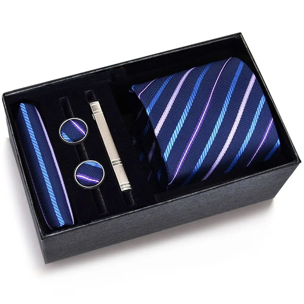 4PCSSet 8 cm Business Ties Handkerchief Cufflink Set