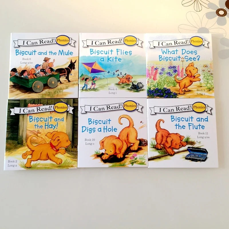 12Books/set Biscuit Series Phonics English Picture Books "I