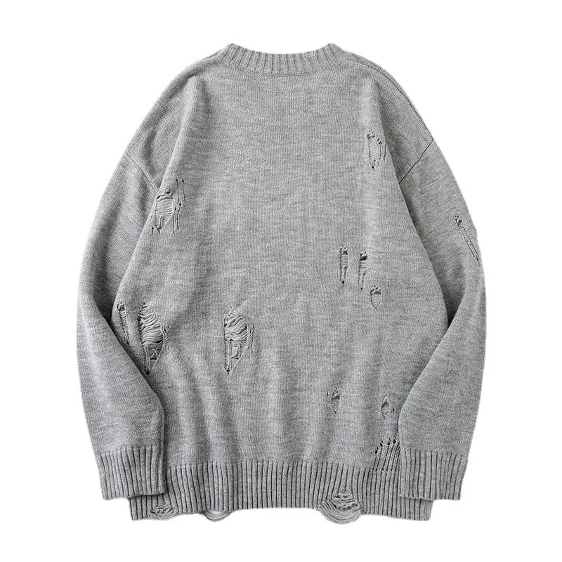 Autumn Winter Green Black Gray Ripped Hole Hip