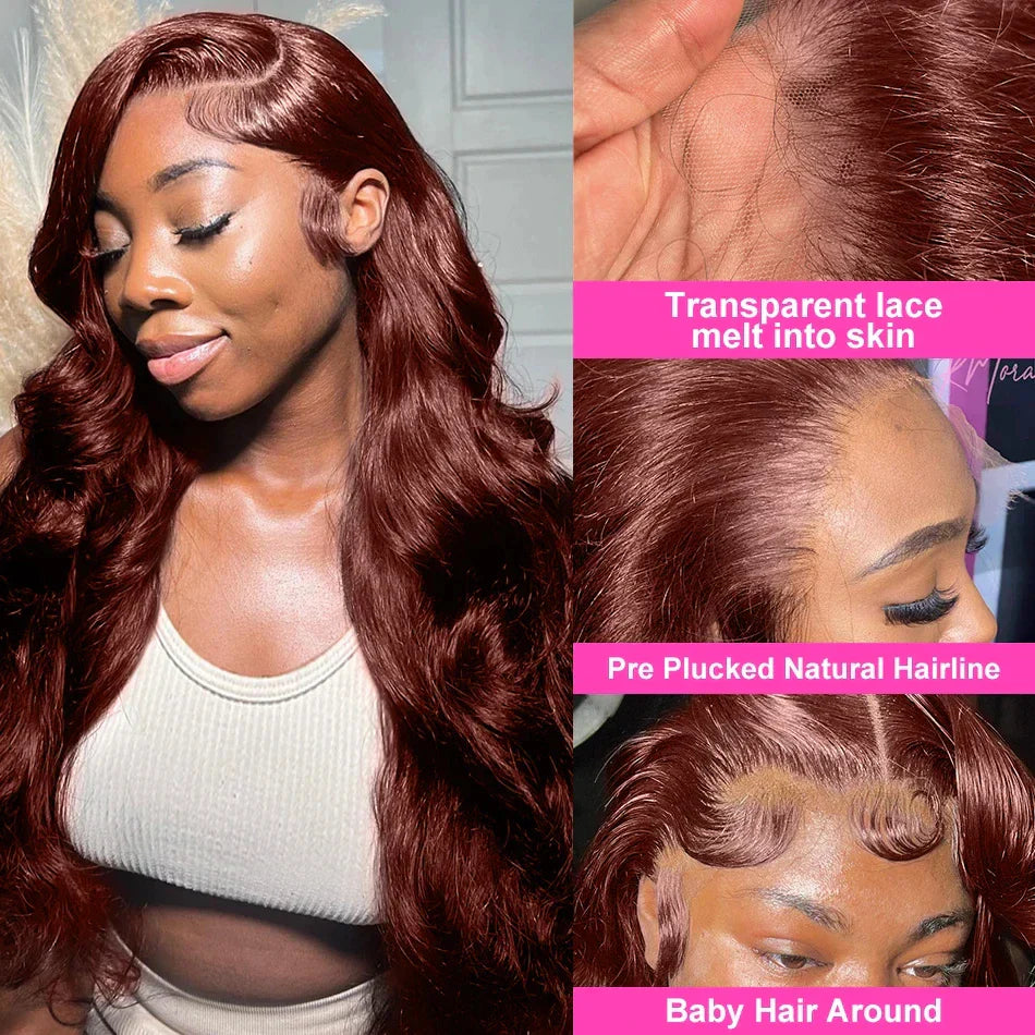 13x4 Reddish Brown Body Wave Lace Frontal Human