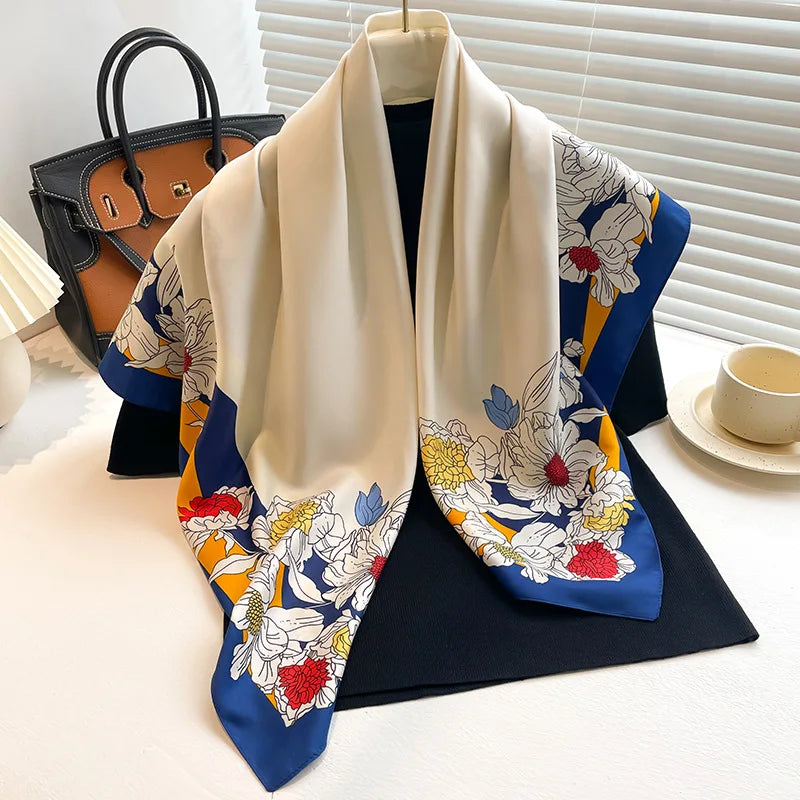 Luxury Women 90x90CM New Twill Silk Big Square