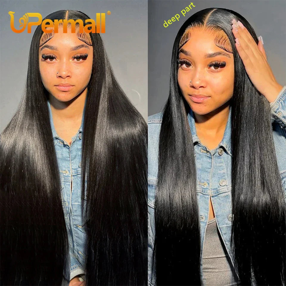Upermall 13x6 Lace Frontal Straight Pre Plucked Swiss