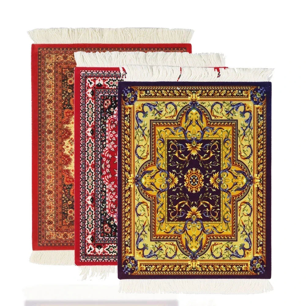 Persian Mini Woven Rug Mat Mousepad with Fring