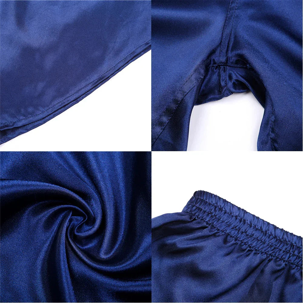 Mens Silk Satin Loose Boxers Briefs Pajamas Casual