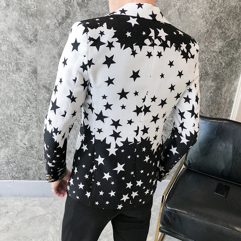 Star Print Slim Fit Blazers 2024 New Men's
