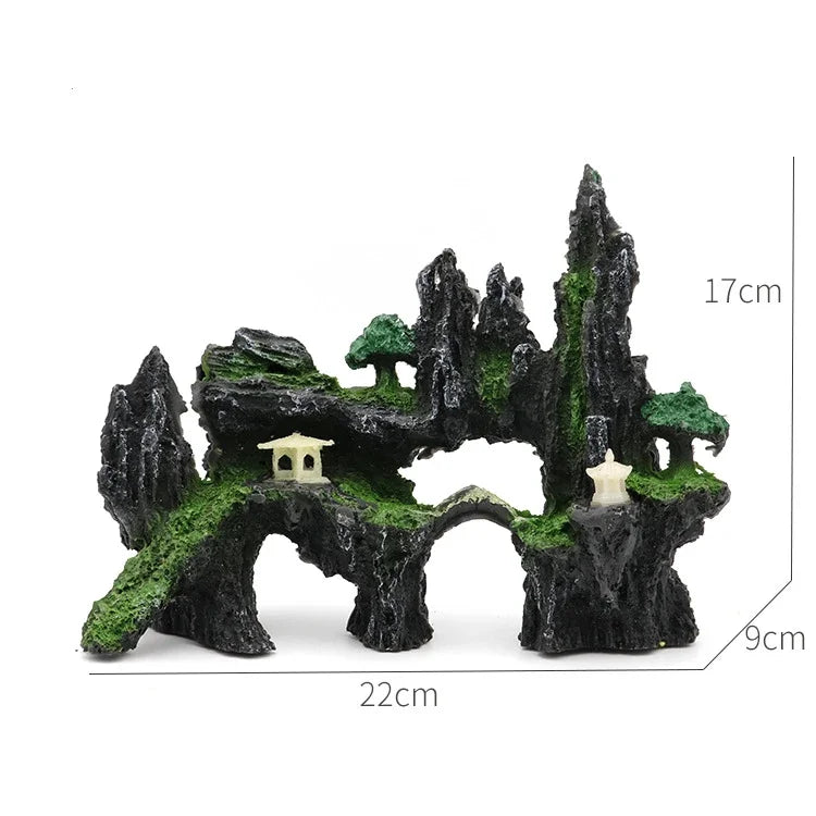 Large Resin Aquarium Fish Tank Mountain View Oranment
