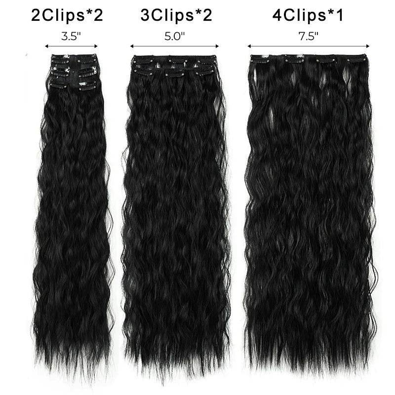Long Curl Wave Clip In Hair Extensions 6Pcs/Set