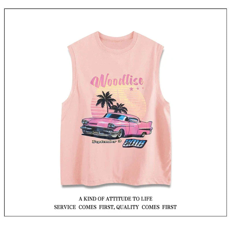 Print Vest Men Summer Casual Beach Tank Top