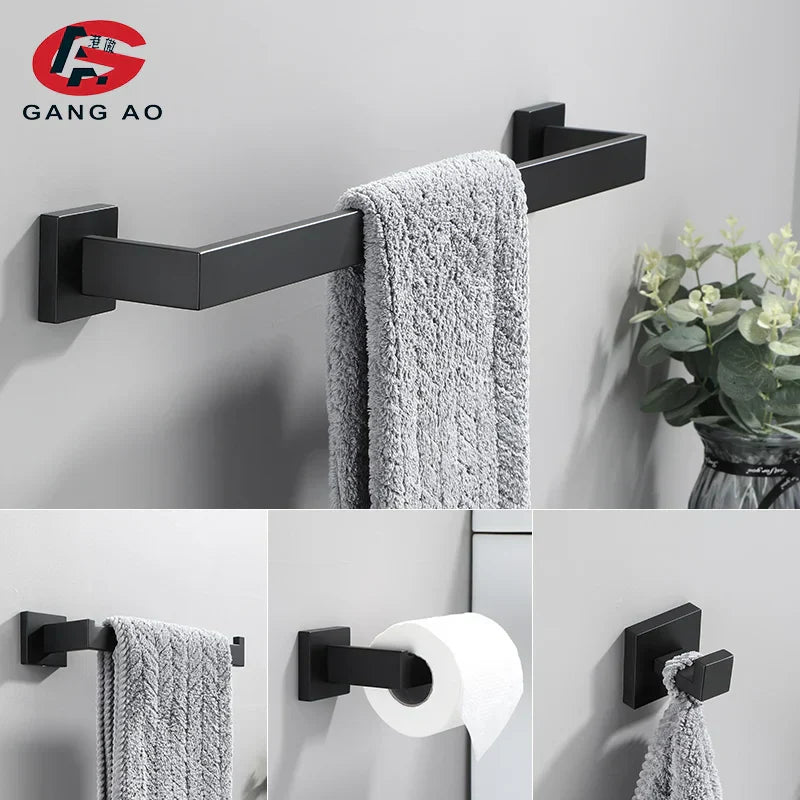 Bathroom Hardware Set Accessories Matt Black Shelf Robe