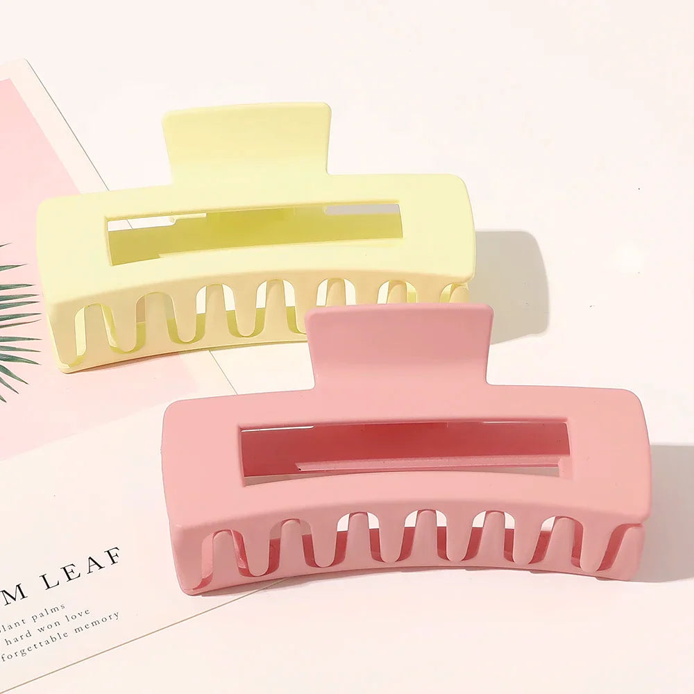 Simple Square Geometric Frosted Hair Claws Clamps Acetate