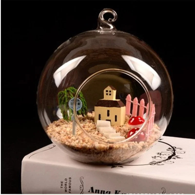 6/8cm Glass Candle Holder Hanging Tealight Globes Terrarium