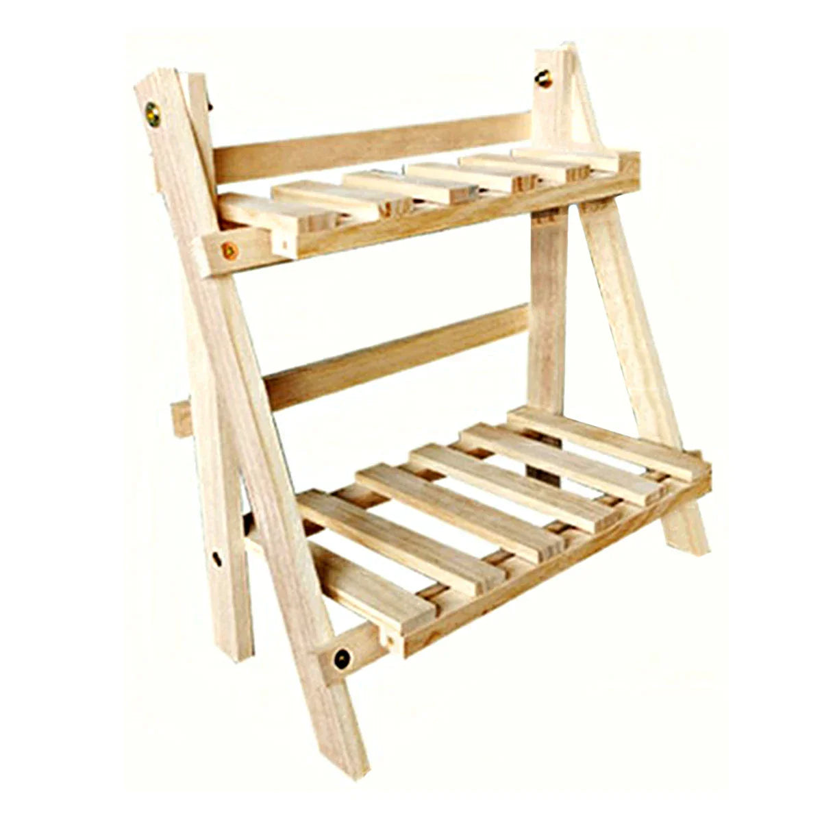Double Layer Wooden Outdoor Plant Rack Indoor Easy