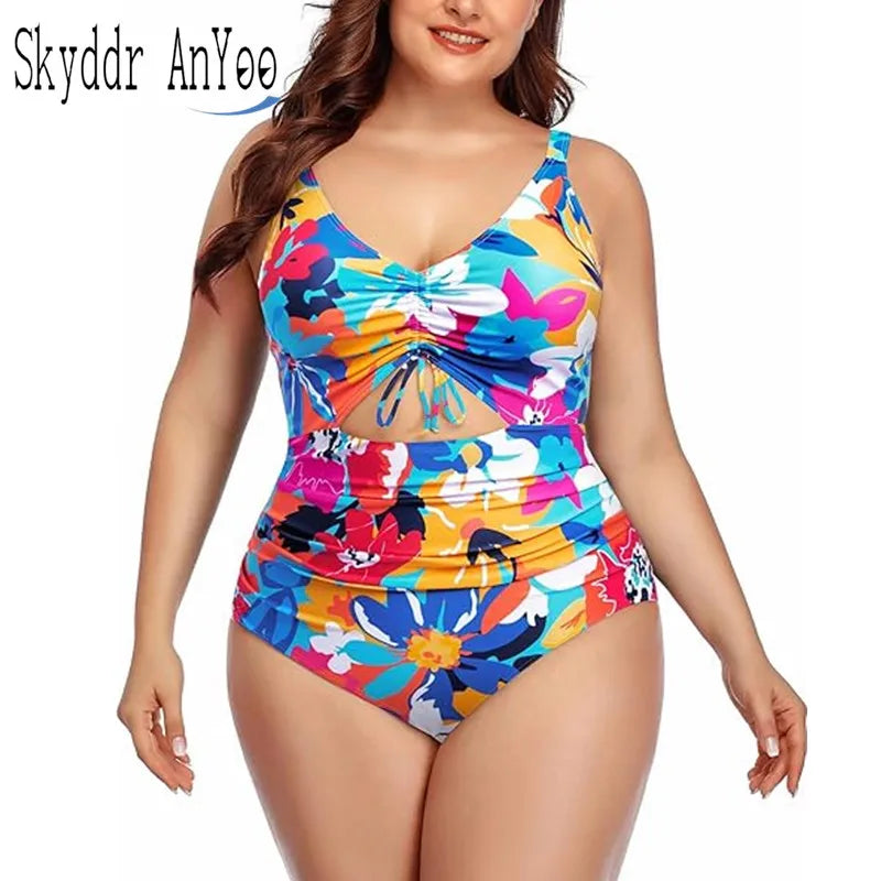One Piece Floral Printed Women Plus Size Swimsuits