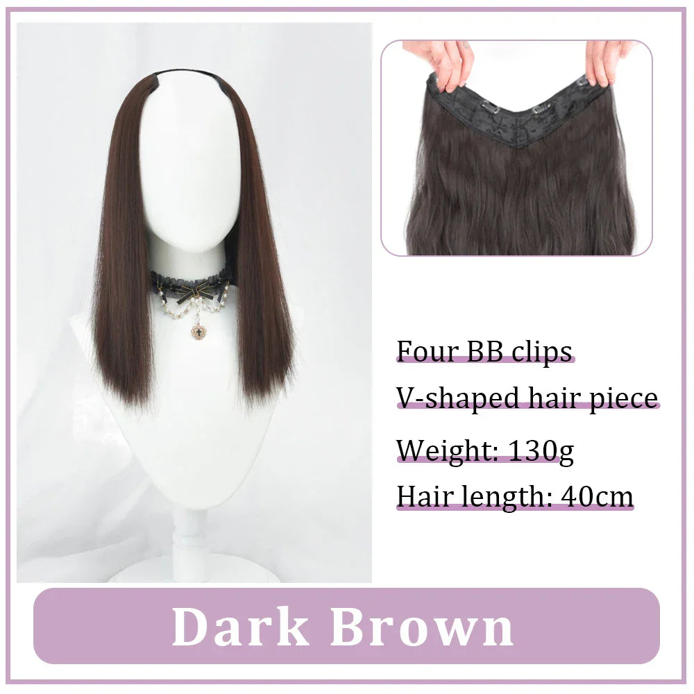 WEILAI Women's V-Shaped Long Hair Extension Synthetic Wig