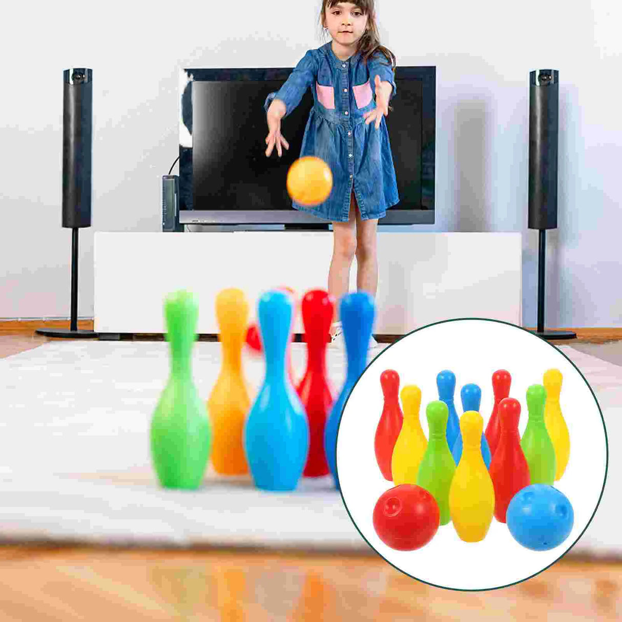 Bowling Set Toys Includes and Balls Indoor and