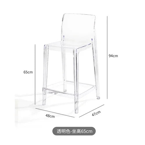Nordic Acrylic Transparent Bar Chairs Modern Backrest Household