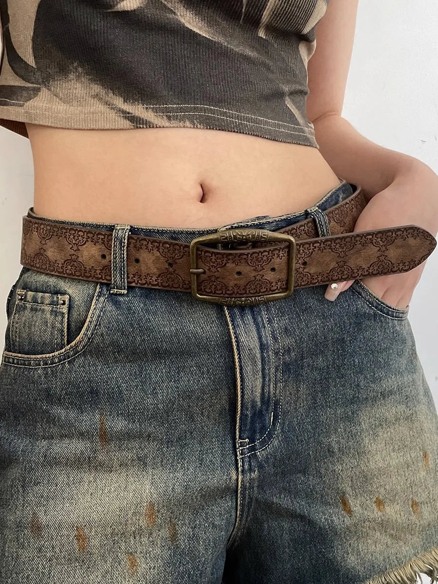 Pattern Print Retro Y2K Belts For Women Luxury