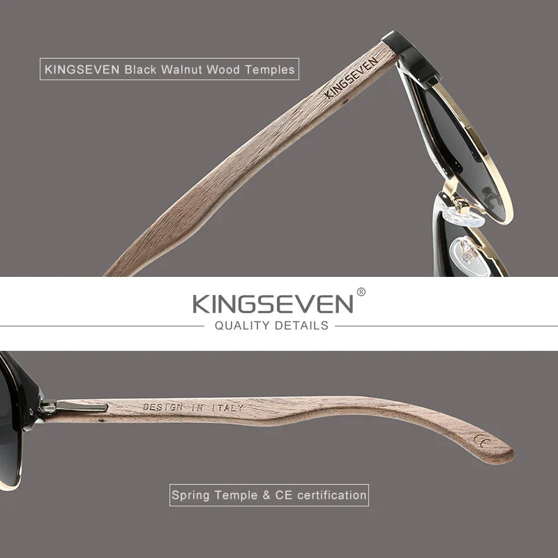 Ship From Spain 2022 Walnut Wooden Men‘s Sunglasses Polarized UV400 Protection Semi-Rimless Retro Eyewear Women Oculos