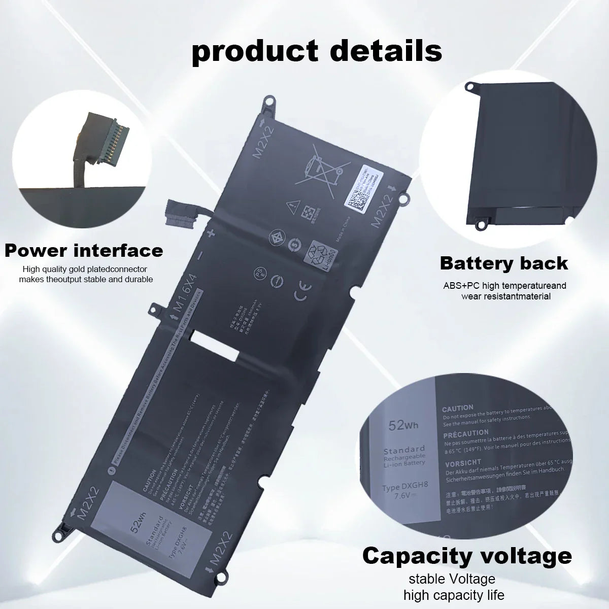 DXGH8 Laptop Battery For Dell XPS 13 9380