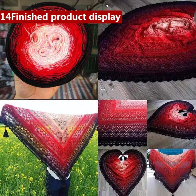 300g Cake Gradient Color Crocheted Shawl Blanket DIY