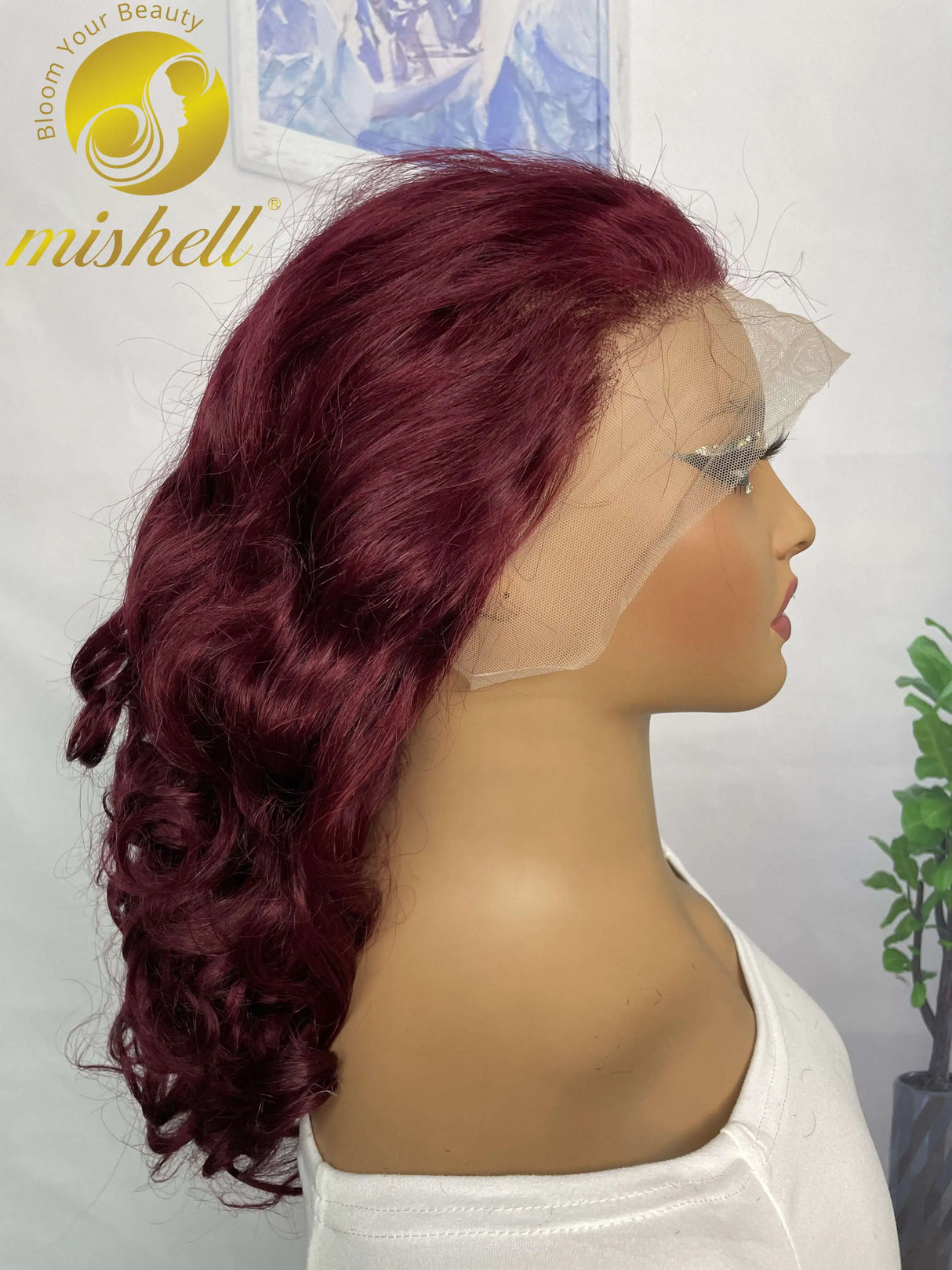 250% Density 99J Burgundy Bouncy Curly Human Hair