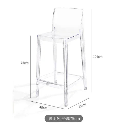 Nordic Acrylic Transparent Bar Chairs Modern Backrest Household