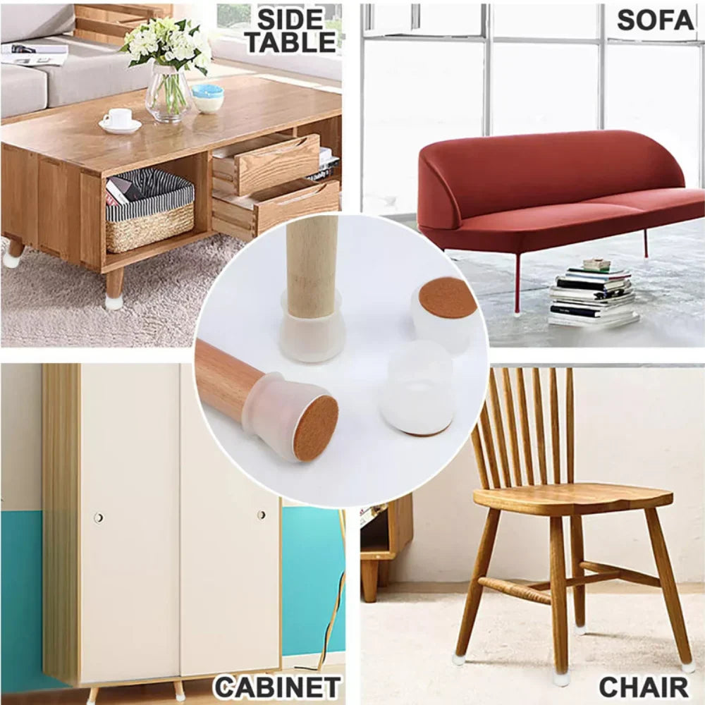 8/16pcs Silicone Table Chair Leg Caps With Felt