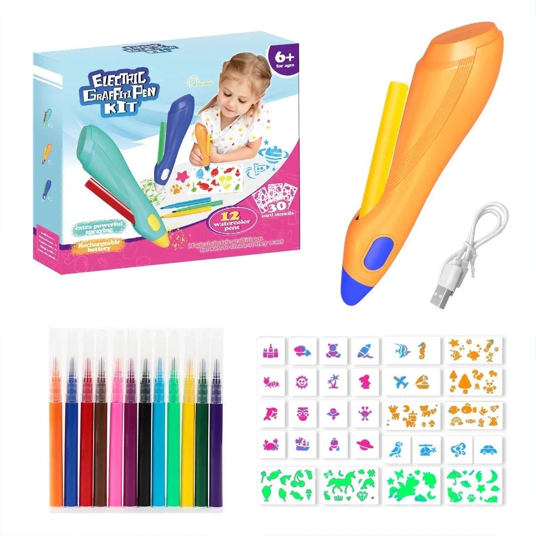 Electric Watercolor Spray Pen Children Hand-painted Color Paintbrush