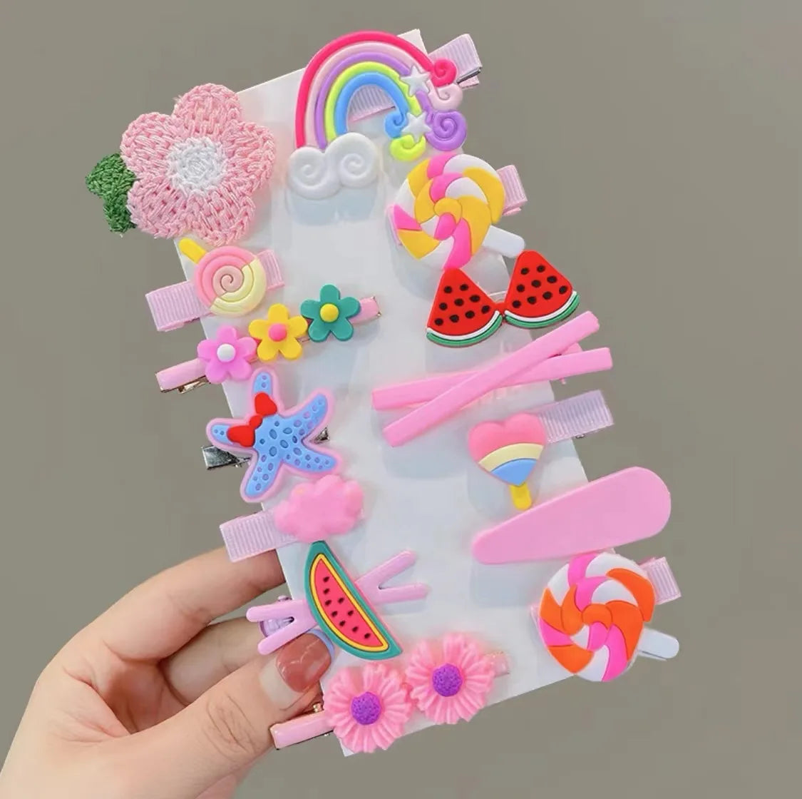 14Pcs/Set Cartoon Butterfly Rainbow Hairpin For Kids Girls