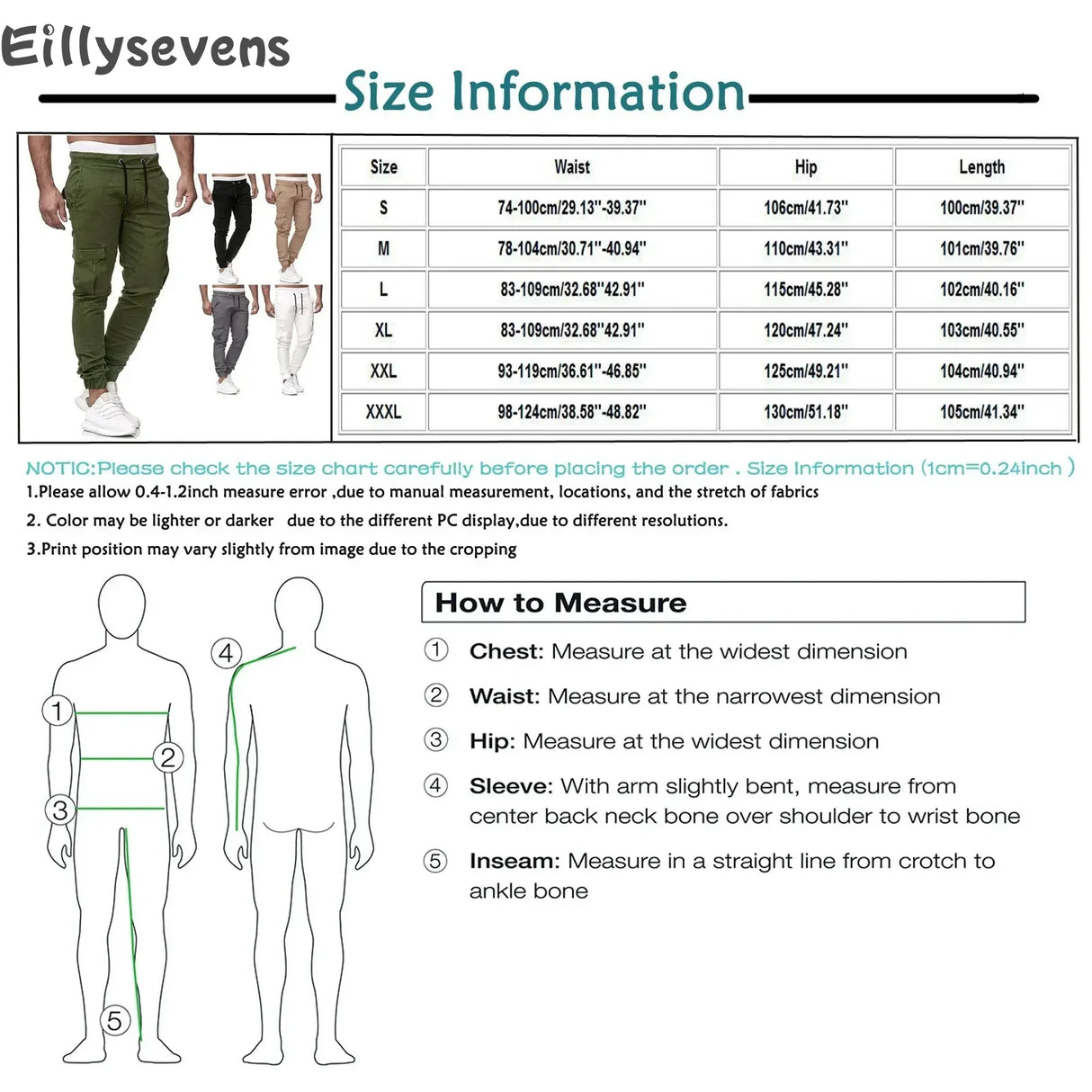Cargo Pants Mens Multiple Pocket Sports Jogging Trousers
