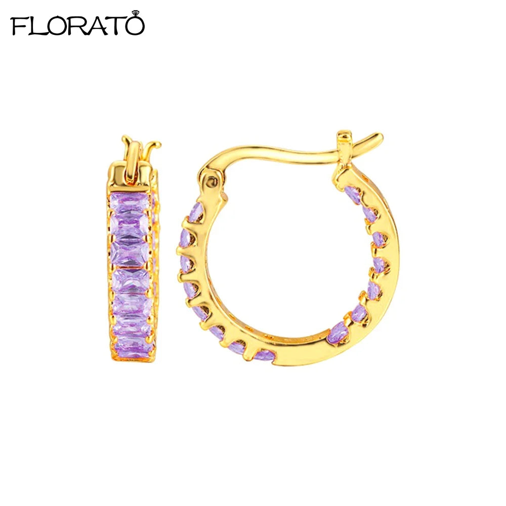 Minimalist 925 Silver Needle 15mm Crystal Hoop Earring