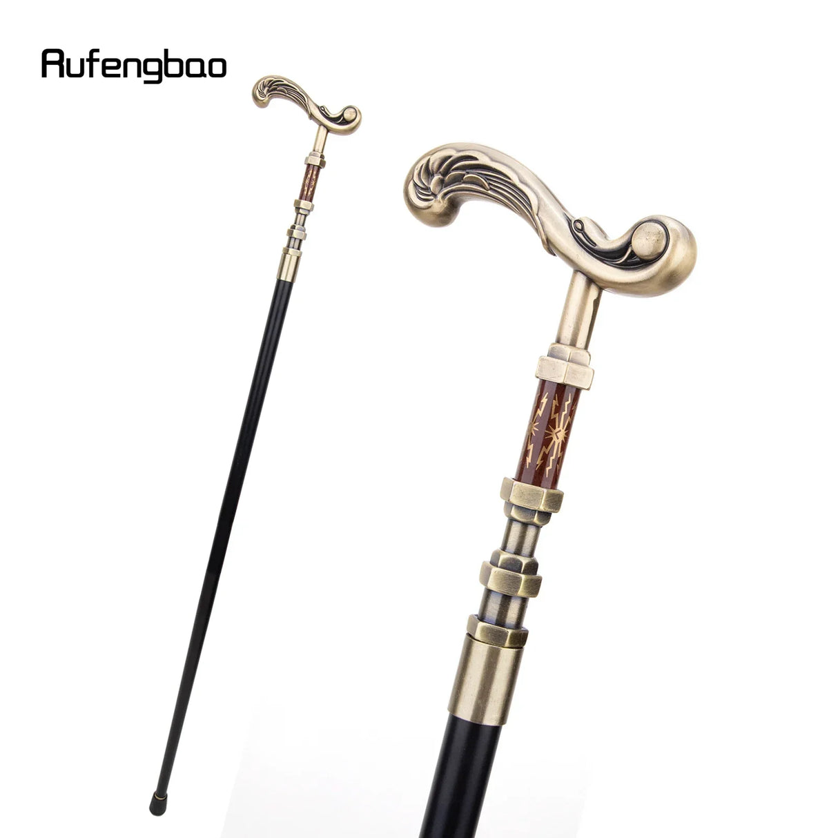 Golden Flower Single Joint Walking Stick with Hidden
