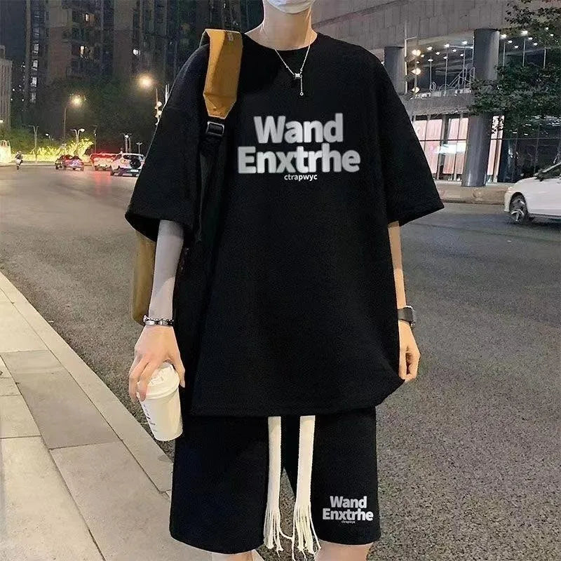 Waffle Suit Short Sleeve Shorts Men's Summer Spring