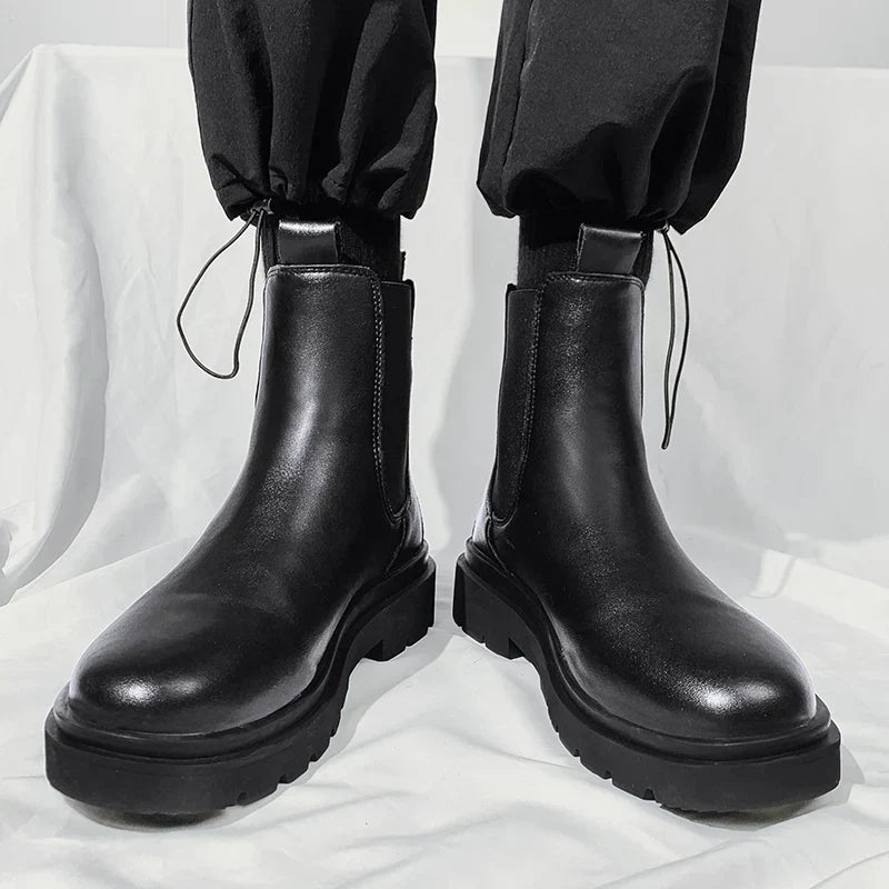 Chelsea Boots Men's Casual Leather Biker Boot High