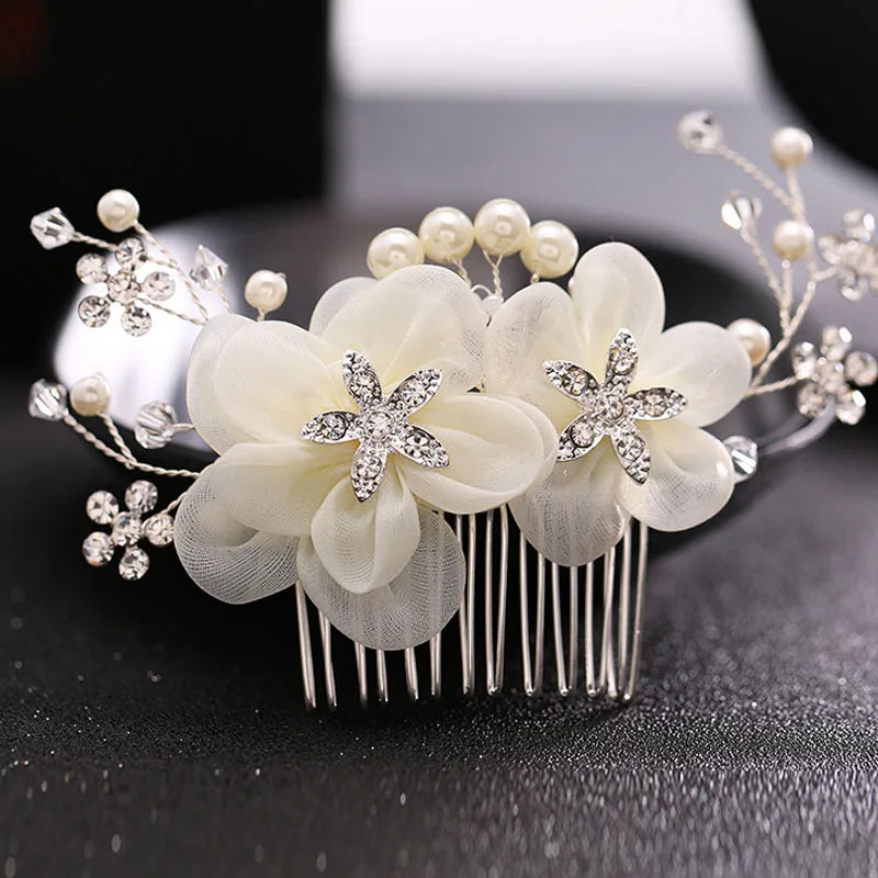 White Flower Hairpins Elegant Women Floral Style Hair