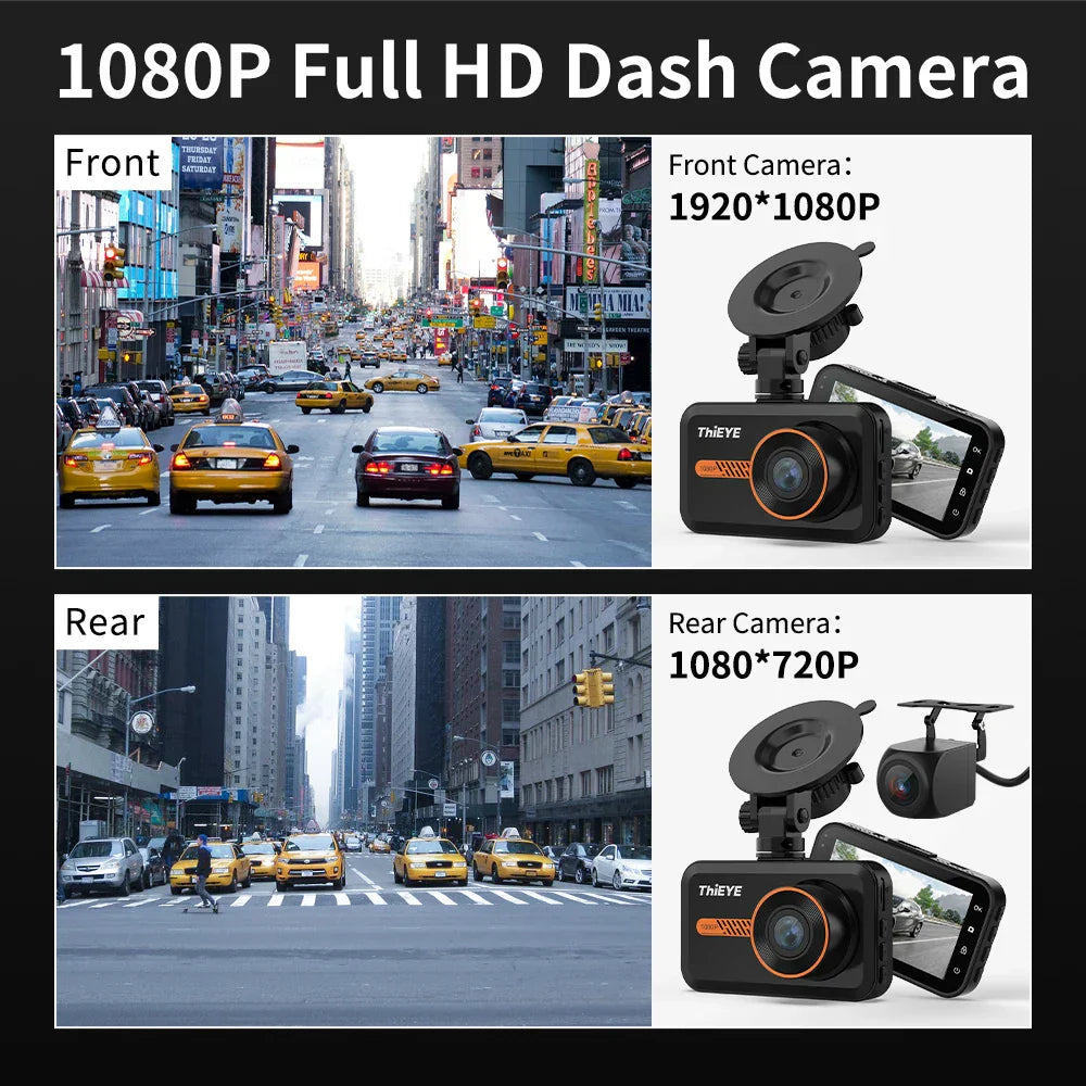 ThiEYE 3.0 Inch Dash Cam Dual Lens 1080P