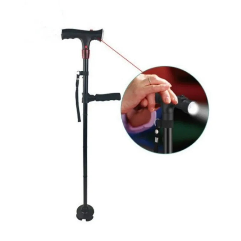 Collapsible Telescopic Folding Cane Elder Cane LED With