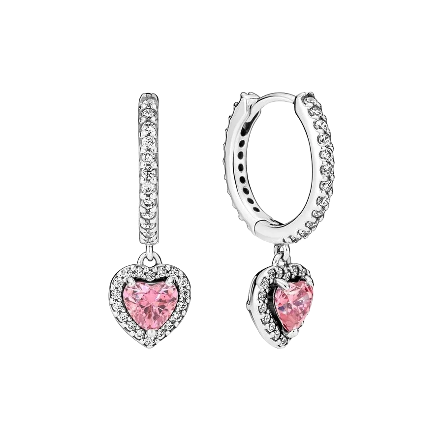 New 925 Sterling Silver Earring Pave Moments Heart