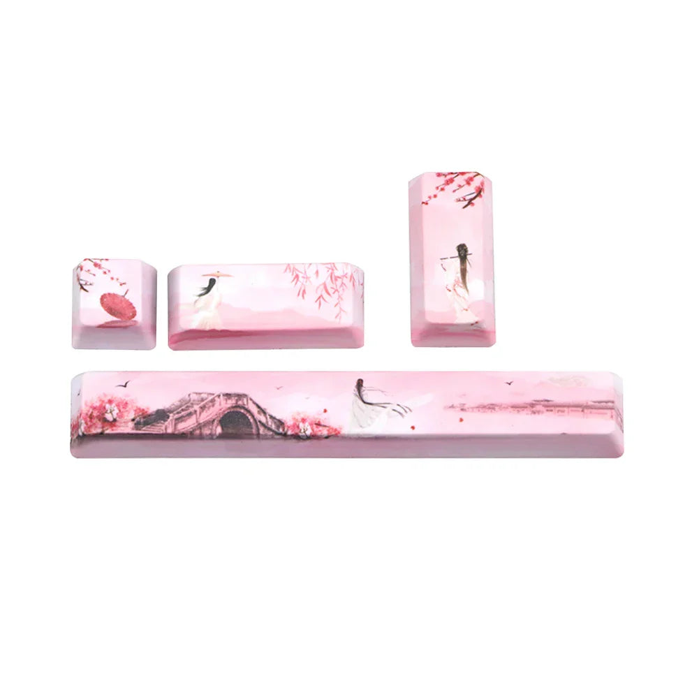 4keys/set PBT Computer Allover Dye Keycap Decorative Mechanical