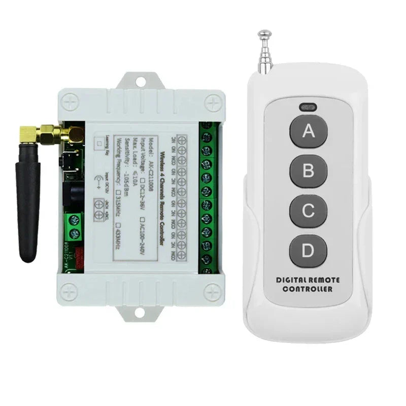 DC 12V 24V 4-Way Remote Control Switch Point-Acting