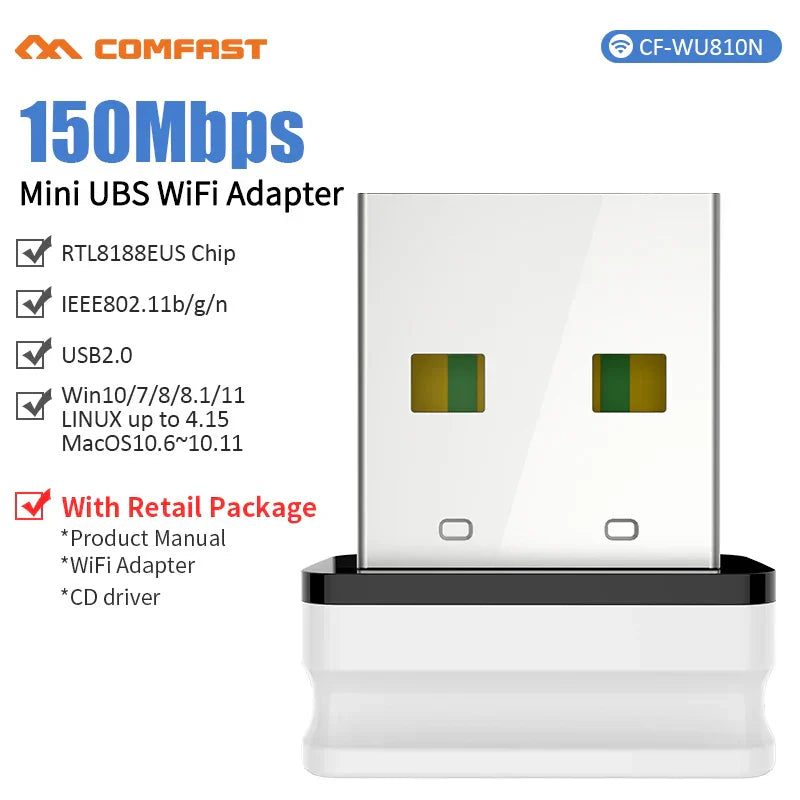 10pcs RTL8188EUS/RTL8188FTV Mini USB Wifi Adapter 150Mb Wi-Fi