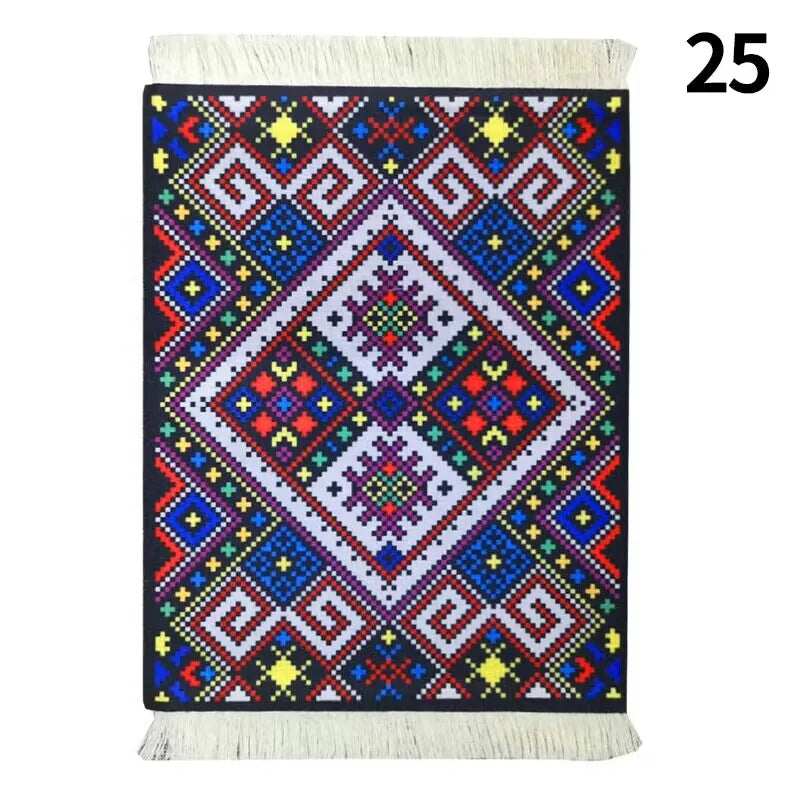 Persian Mini Woven Rug Mat Mousepad with Fring