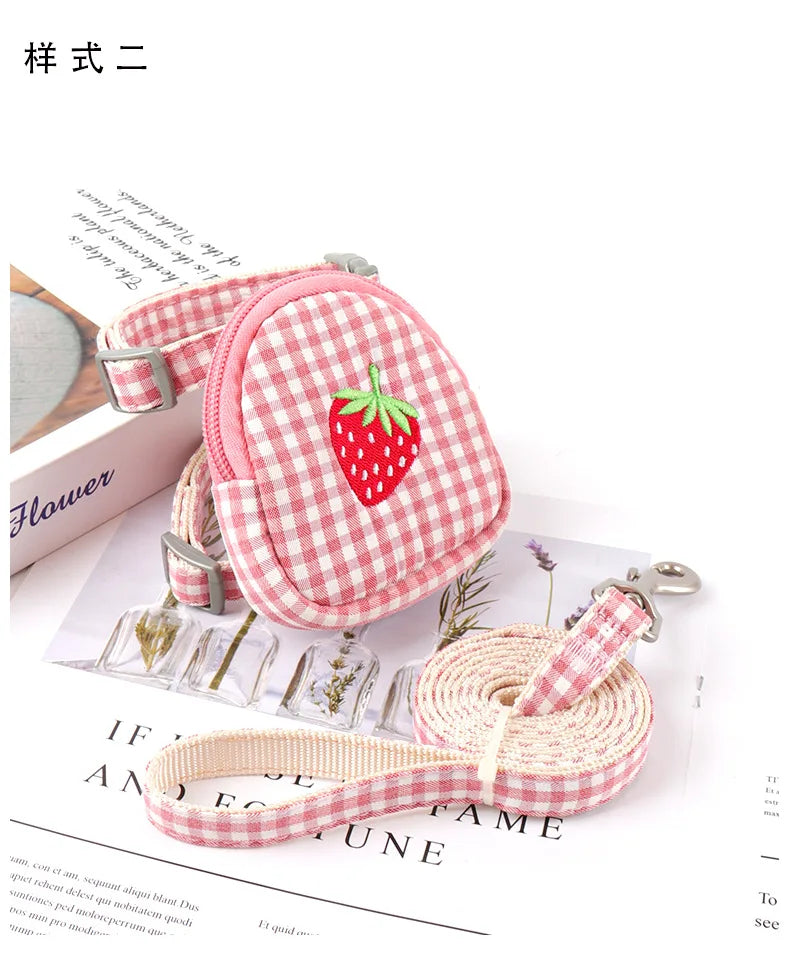 Sweet Embroidery Pattern Dog Leash Bag Functional Pet