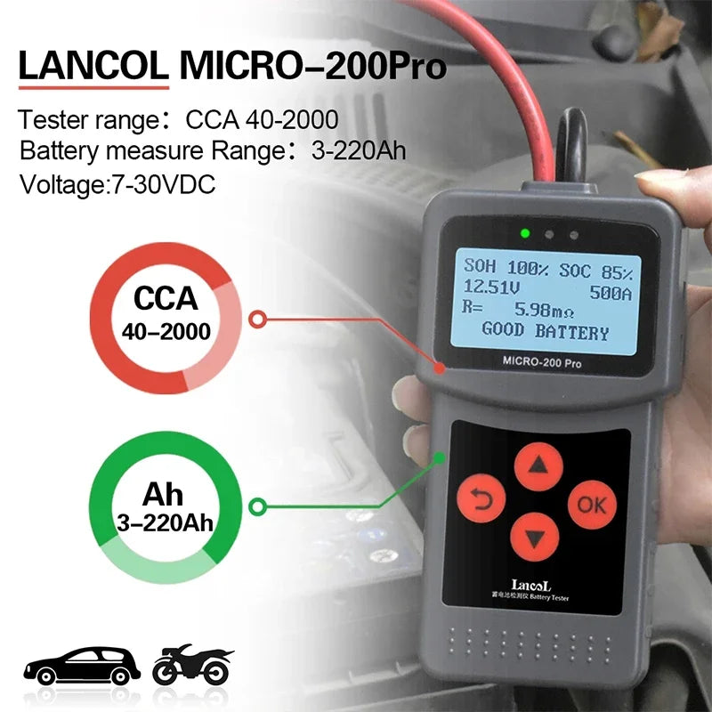 Micro 200 Pro Car Battery Tester Small Clip