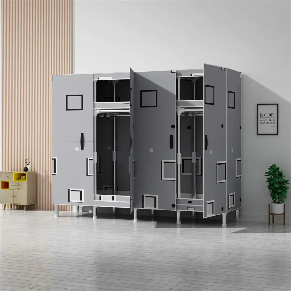 LEEGOHOME Wardrobes Closet Cloth Bedroom Furniture 85/125/166/207x45x170cm 26mmSteel