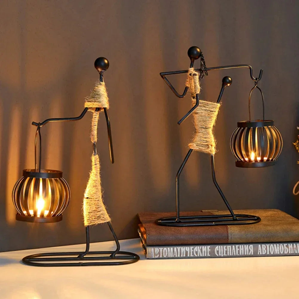 Nordic Metal Candlestick Abstract Character Sculpture Candle Holder
