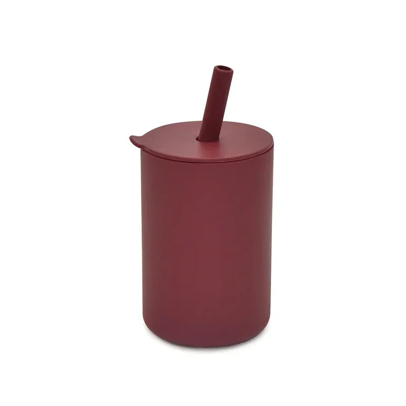 Baby Silicone Feeding Training Cutlery Liquid Straw Cup