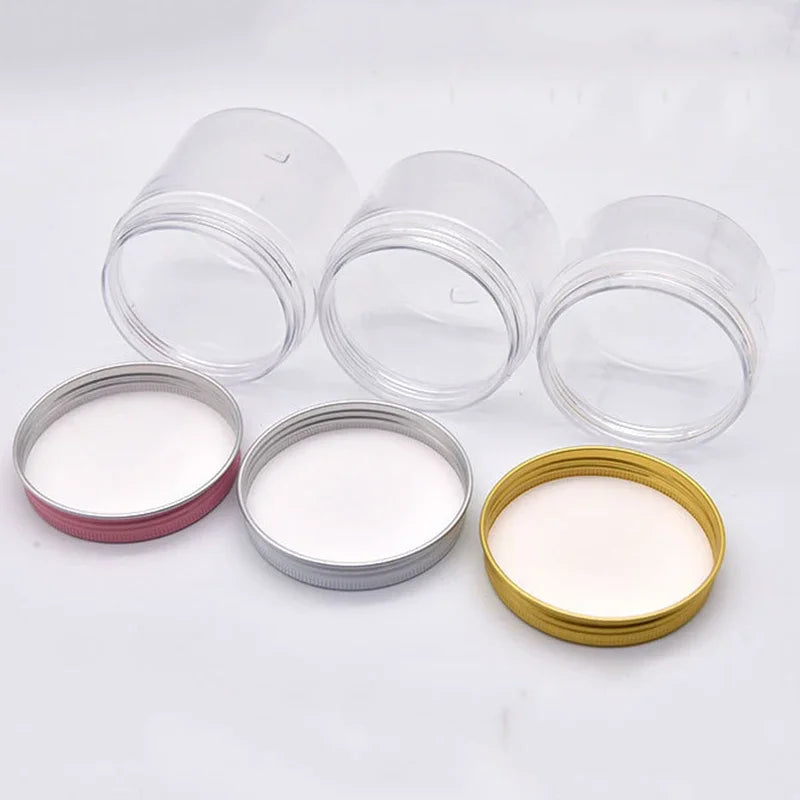 12Pcs Plastic Jar With Lids Clear Cosmetic Refillable